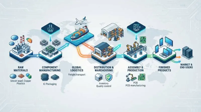 Electronic component supply chain diagram