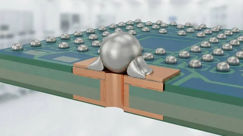 VIPPO solder joint wetting on 0.3mm pitch BGA graphic