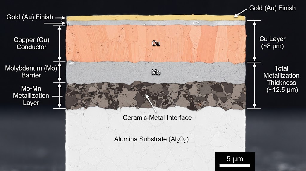 Ceramic metallization cross section