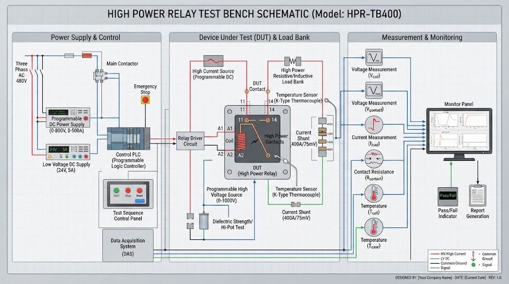 High power relay test bench schematic